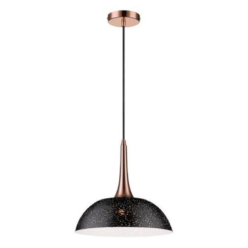 Holborn Matt Black Shade Pendant Light Large In Copper