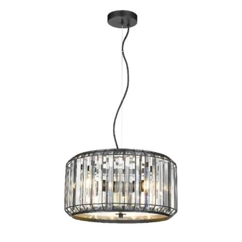 Hendon Clear Crystal Shade Pendant Light In Black