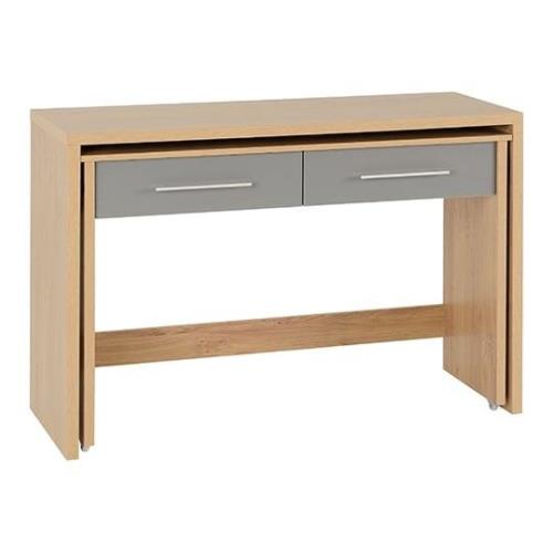 Samaira Slider Desk In Grey Gloss With 2 Drawers