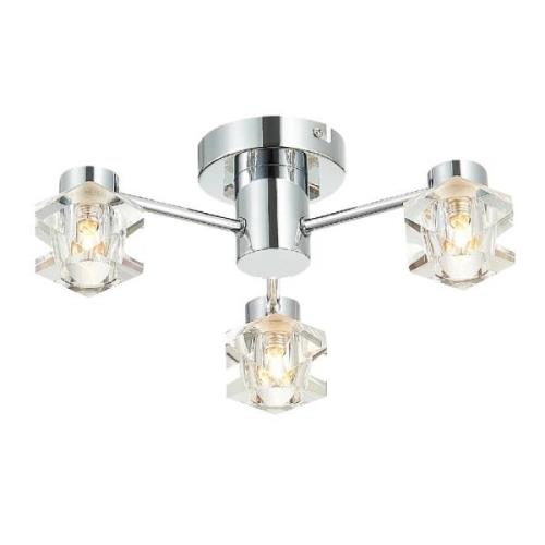 Wakefield 3 Light Diamond Crystal Flush Light In Chrome