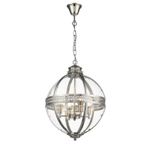 Victoria Glass Shade Pendant Light Large In Nickel