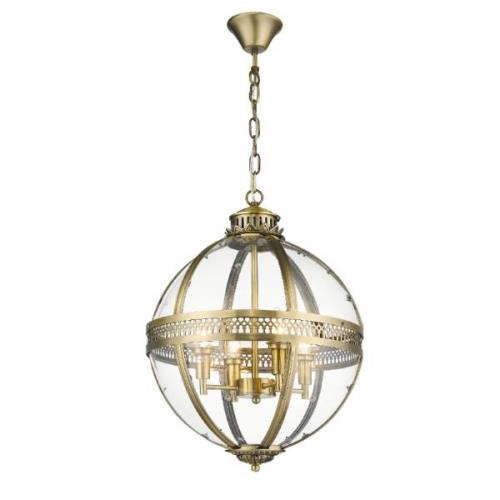 Victoria Glass Shade Pendant Light Large In Antique Brass