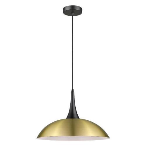 Stamford Antique Brass Shade Pendant Light In Matt Black