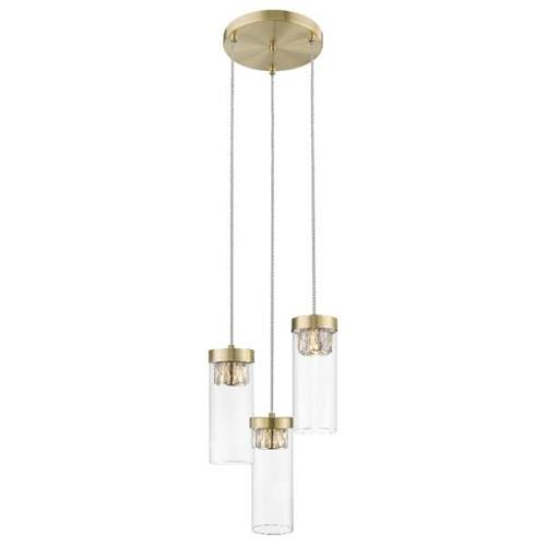 Socorro 3 Light Crystal Clear Pendant Light In Antique Bronze