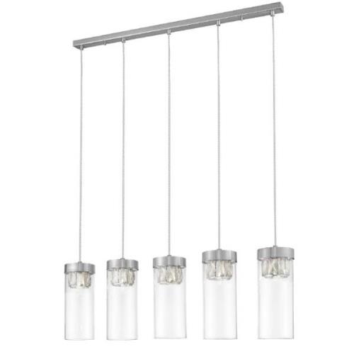 Socorro 5 Light Crystal Clear Pendant Light In Satin Nickel