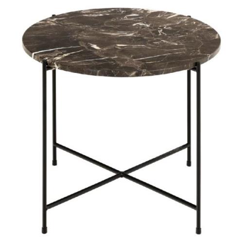 Berlin Marble Side Table Large With Metal Legs In Brown