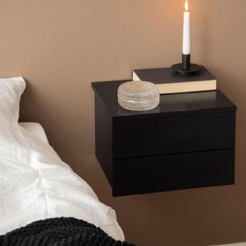 Antigo Wall Hung Wooden Bedside Cabinet With 2 Drawers In Black