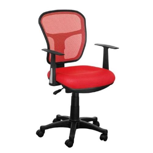 Santo Red Padded Fabric Seat With Mesh Back Rest Office Chair