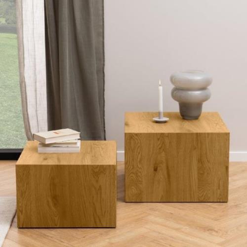 Dania Wooden Set Of 2 Coffee Table Square In Oak