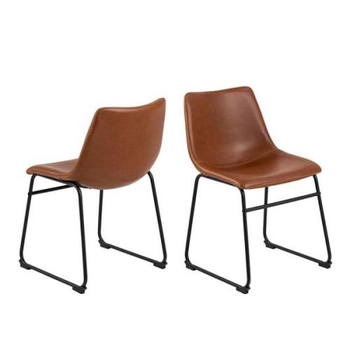 Ogden Brown Leather Dining Chairs In Pair