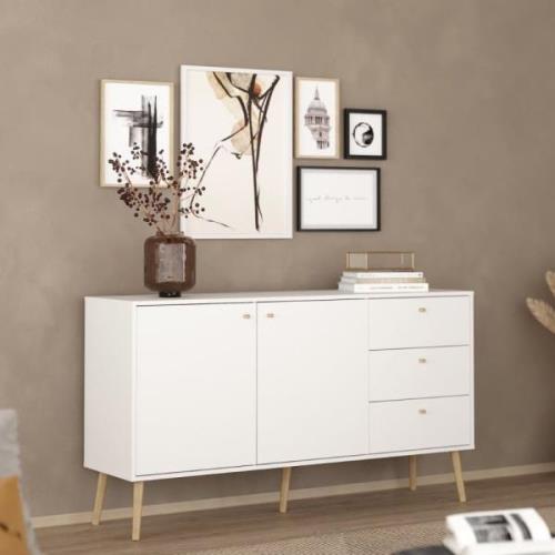 Casey Wooden Sideboard With 2 Doors 3 Drawers In White