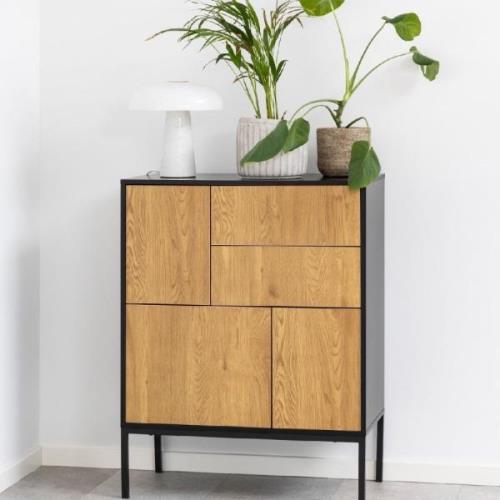 Sparks Wooden Sideboard With 3 Doors 2 Drawers In Black And Oak