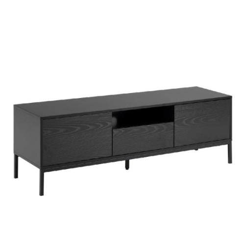 Sparks Wooden TV Stand With 2 Doors 1 Drawer In Ash Black