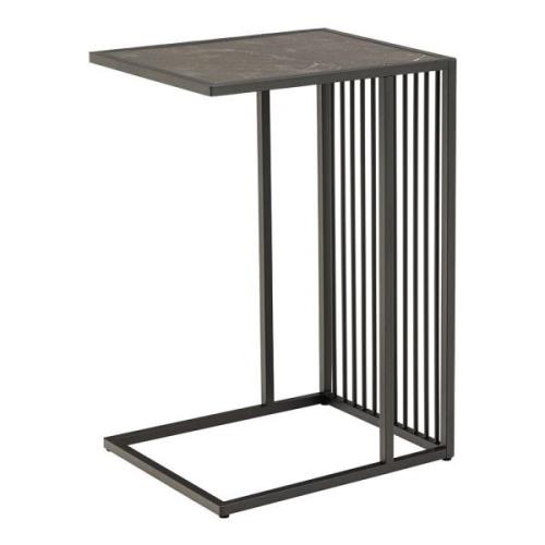 Seattle Wooden Side Table In Black Marble Effect