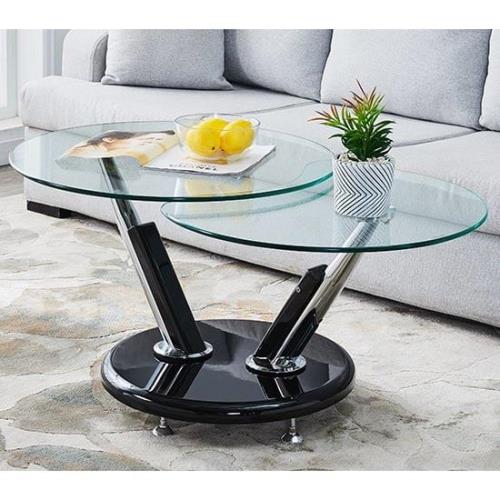 Tokyo Twist Glass Top Coffee Table With Black Matt Base