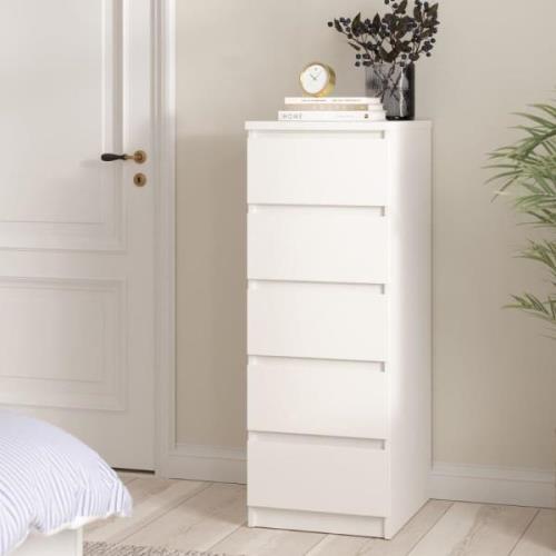 Nakou Wooden Chest Of 5 Drawers Tall In White