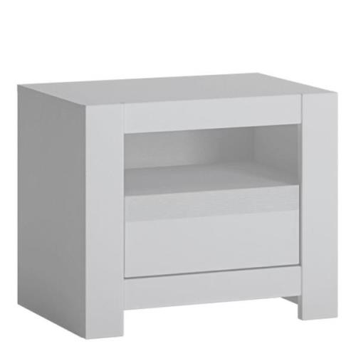 Neka Wooden Bedside Table With 1 Drawer In Alpine White