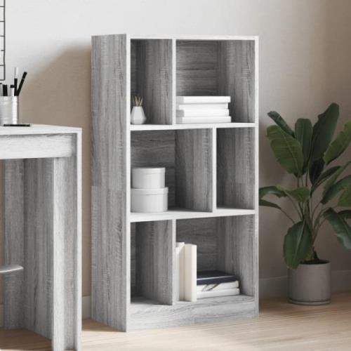 Guelph Wooden Bookcase With 6 Shelves In Grey Sonoma