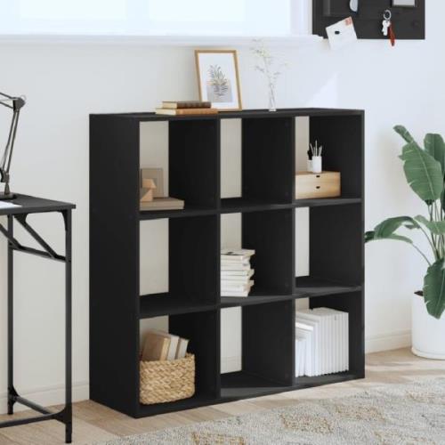 Gilford Wooden Bookcase With 9 Compartments In Black