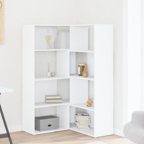 Galva Wooden Corner Bookcase With 8 Shelves In White