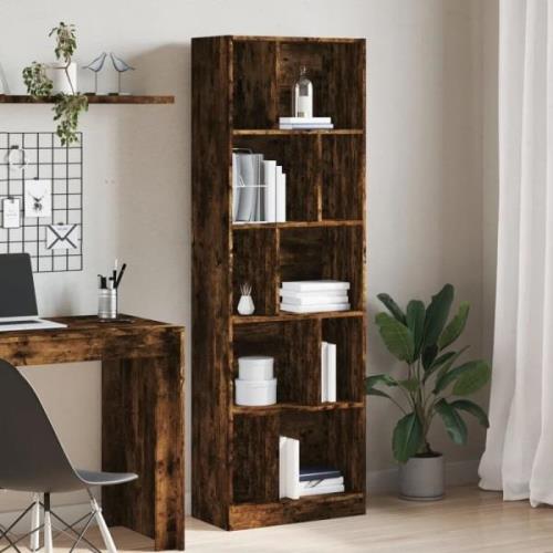 Guelph Wooden Bookcase With 10 Shelves In Smoked Oak