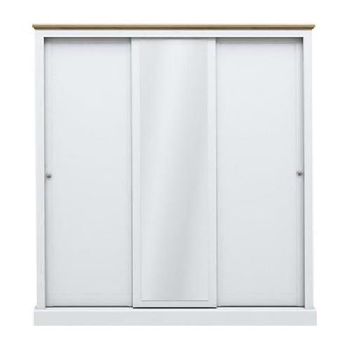 Devan Wooden Sliding Wardrobe With 3 Doors In White