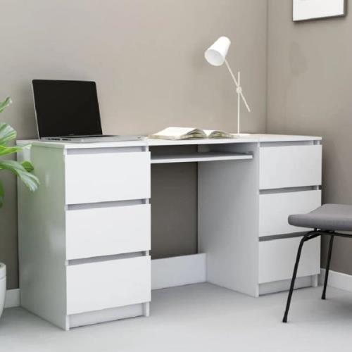 Abingdon Wooden Laptop Desk With 6 Drawers In White