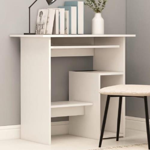 Allston Wooden Laptop Desk With 2 Shelves In White