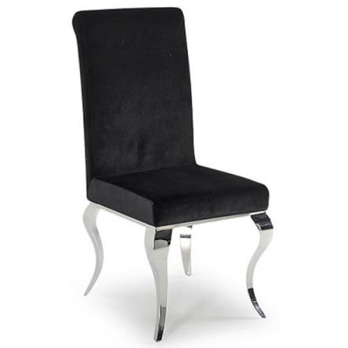 Luis Velvet Dining Chair With Metal Frame In Black