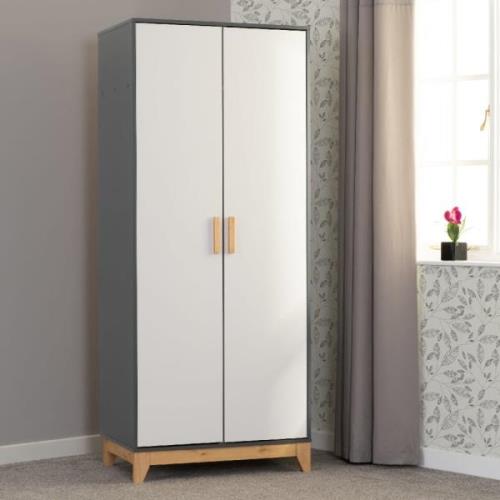 Arthur Wooden Wardrobe With 2 Doors In White And Grey