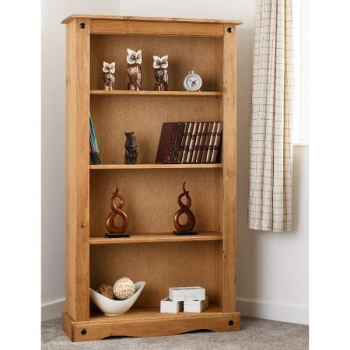 Central Wooden Bookcase With 4 Shelves In Oak