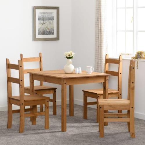 Central Wooden Dining Table Rectangular With 4 Oak Chairs