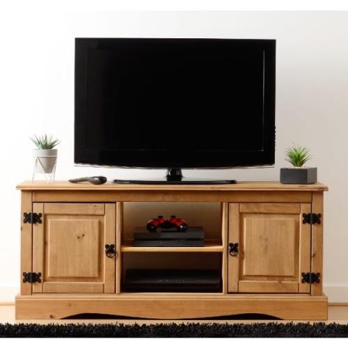 Central Wooden TV Stand With 2 Doors 1 Shelf In Oak