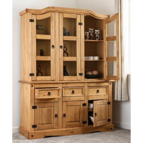 Central Wooden Display Cabinet With 6 Doors 2 Drawers In Oak