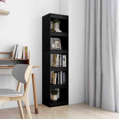 Jupiter Wooden Bookcase With 5 Compartments In Black