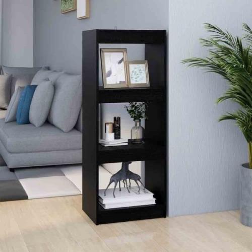 Jupiter Wooden Bookcase With 3 Compartments In Black