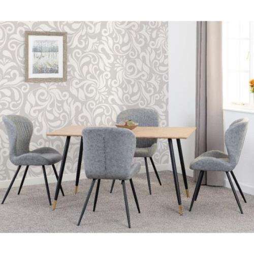 Hanover Oak Wooden Dining Table With 4 Qinson Grey Chairs