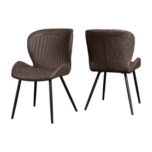 Qinson Brown Faux Leather Dining Chairs In Pair