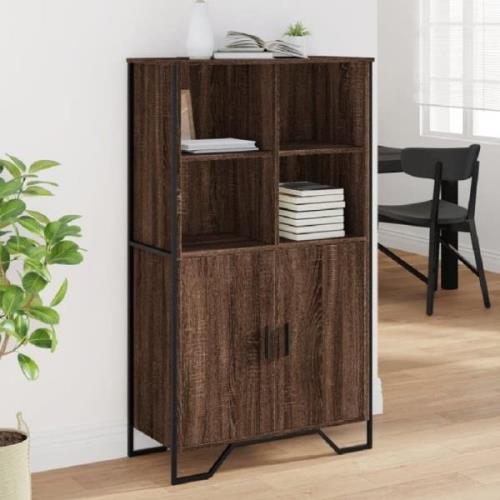 Avondale Wooden Highboard With 2 Doors In Dark Brown Oak