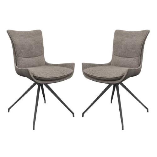 Auxvasse Mink Fabric Swivel Dining Chairs In Pair