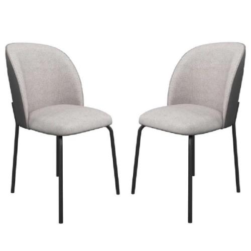 Cadillac Grey Fabric Dining Chairs With Leather Back In Pair