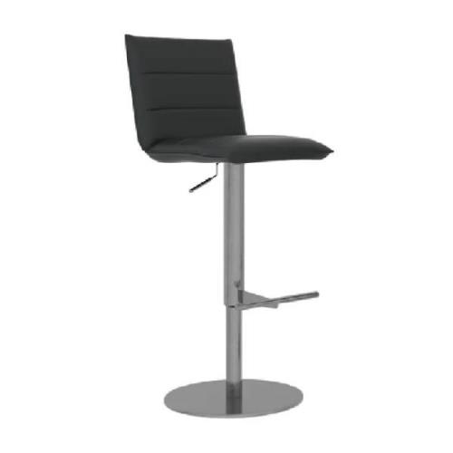 Radlett Leather Bar Stool With Chrome Base In Black