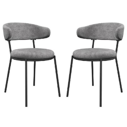 Safford Grey Fabric Dining Chairs With Grey Legs In Pair