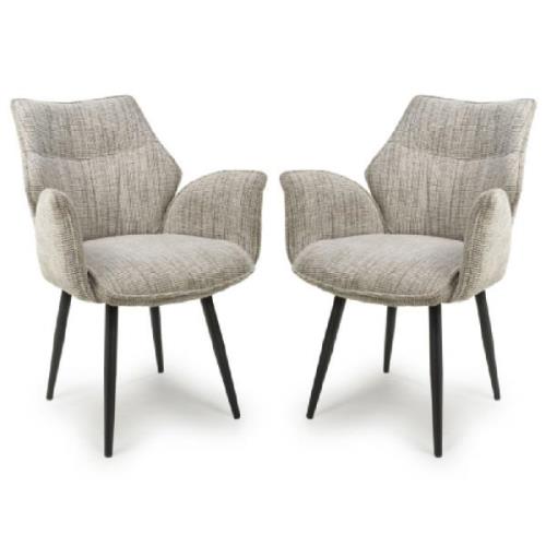 Banff Toffee Fabric Dining Chairs With Black Legs In Pair