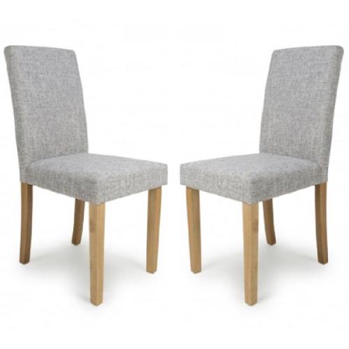 Fargo Light Grey Fabric Dining Chairs With Oak Legs In Pair