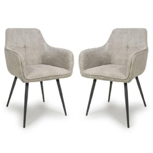 Davidson Mink Fabric Dining Chairs With Black Legs In Pair