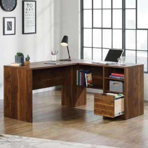 Hamlet Wooden L Shaped Laptop Desk With 1 Drawer In Walnut