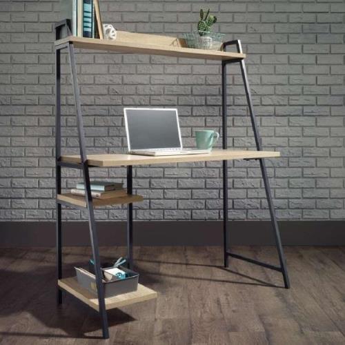 Indio Wooden Laptop Desk With 4 Shelves In Charter Oak